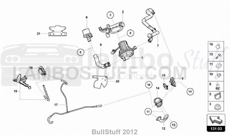 2016 Lamborghini HURACAN ZHONG 600-4 COUPE USA SECONDARY AIR PUMP (131.03.00)